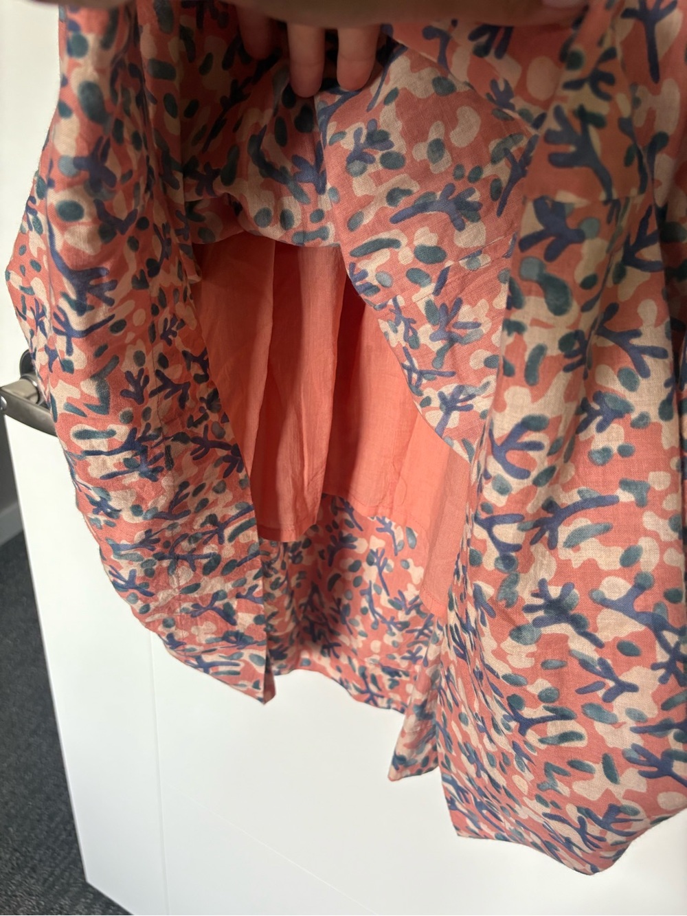 MIRTH Newport midi dress in geranium size L coral cotton - Picture 13 of 16
